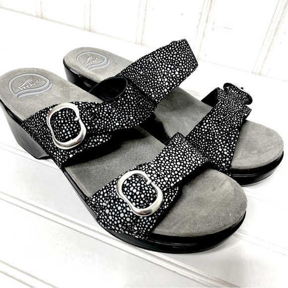 Dansko Sophie Black Metallic Sandals Sz 40 403 - Picture 1 of 10